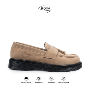 Mr.Jonsrawk Official - Sepatu Loafers Suede Pria Casual Hitam Formal Kerja Kantor Kuliah Santai Terbaru
