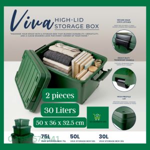 2pcs Army Green Storage Box Organizer 60 liters Durable Plastic Durabox Sudlanan Damit og Gamit Drawer
