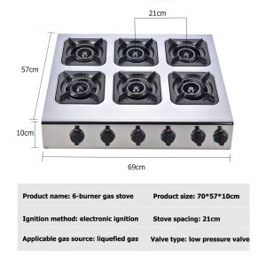 Mideca 4/6 burner gas stove Heavy Duty gas stove Stainless Steel Gas Stove Restaurant gas stove Portable Stove Burner Easy to clean