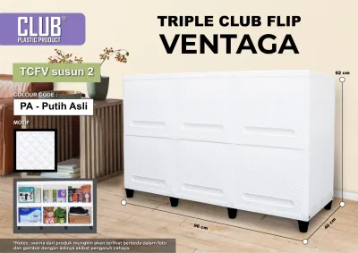 LEMARI PLASTIK CLUB TRIPLE JUSTIN FLIP SUSUN 2 [CLBBOX]