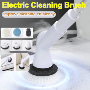 Electric Cleaning Brush Set Replaceable Cleaning Heads Multi-Function Low Noise Scrubber Adjustable Handle