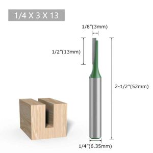 Mũi phay gỗ thẳng lấy nền mũi soi cốt 6.35mm tạo rãnh vuông 1/4 và 6mm-NIEVE