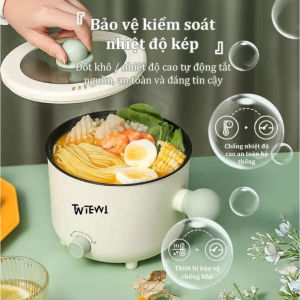 Nồi lẩu điện mini đa năng Tewi Ozhu 1.8L với 2 nấc nhiệt lý tưởng cho sinh viên và dân văn phòng.
