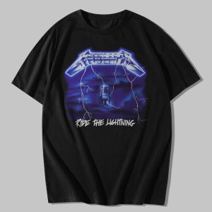 kaos band oversize metallica ride the lightning rock legend t shirt dewasa pria wanita