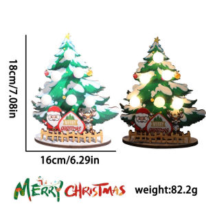 Wooden Christmas Tree Ornament with Lights Santa Claus Tree Designs DIY Ornament for Xmas Party Home Decoration
