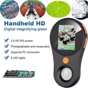 TEWUB 2 Inch IPS Screen Childrens Digital Microscope HD 500X Zoom Mini Microscope Camera Biological Microscope Handheld Magnifying Glass Electronics Repair