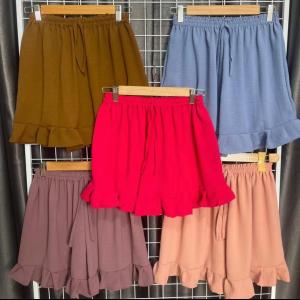 Celana Pendek Wanita Bahan Crinkle Airflow Hotpants Ruffle Rempel Ukuran MLXLXXL Hotpants Crinkle