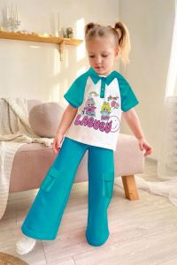 one set anak perempuan bahan japan linen cocok buat lebaran motif pita usia 1 sampai 10 tahun