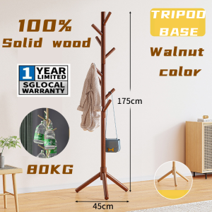 [✅SG Ready Stock] 100% solid wood Wooden Clothes Hanger Rack Nordic Style Clothes Hanger Hook Bedroom Coat Stand Rack