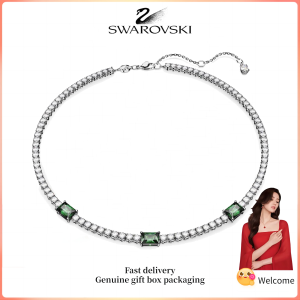♈ Swarovski ♈ Vòng cổ thời trang nữ Dây chuyền tennis đá quý pha lê xanh lục bạc Sterling S925 cắt hỗn hợp Quà tặng Valentine Quà sinh nhật
