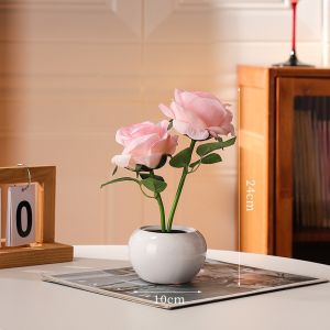 โคมไฟตั้งโต๊ะสไตล์ครีมวินเทจ โคมไฟข้างเตียงนอนในบ้าน โคมไฟกลางคืนโรแมนติก โคมไฟทรงลูกแพร์ย้อนยุค โคมไฟสร้างบรรยากาศข้างเตียงสำหรับ B&B