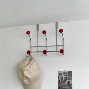 xpkQ Simple Door Hooks Iron Frame Wooden Spherical Clothes Caps Three Hooks Modern Door Hanger Organizer Home Storage Organization H5K8Q
