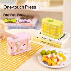 มีดผลไม้ แข็งแรงและทนทาน เด้งขึ้นมา ส้อมผลไม้ ถอดออกได้ สะดวก สีมาการอง ทนต่อการสึกหรอ ประเภทการกด