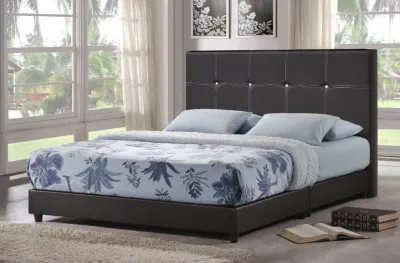 Simple and Modern Faux Leather Bedframe Divan with Headboard