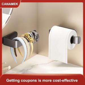 【CANAMEK 】 Self-adhesive Towel Rack Wall Mounted Bathroom Items Bathroom Towels Holder Hanger Without Punching Toilet Paper Holder