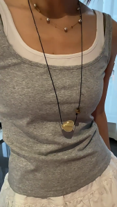 Elegant Handmade Glass Heart Pendant Choker Long Black PU Leather Necklace Adjustable Length Neckchain for Women Girls