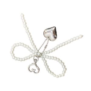 SNSQDYW0010 น้ำหนักเบามาก จี้มุกห้อยคอ ของขวัญสำหรับเด็ก ลูกปัดประดับลูกปัด จี้ห้อยกระเป๋า แบบพกพาได้ รูปหัวใจ พวงกุญแจรูปหัวใจ