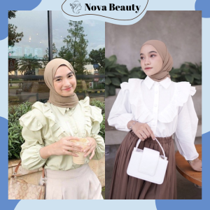 NBF- PROMO LELANA WRAP BUTTON RUFFLE SHIRT