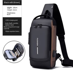 SHLIFE USB With Combination Lock Beg Silang Lelaki Waist Chest Pouch Bag Men Sling Bag Men 单肩包男 胸包 腰包 Messenger Shoulder Bag Anti-theft Men Sling Bag Waterproof Crossbody Bag Shoulder Chest Rider Bag USB Zip Lock Man Beg Silang Lelaki
