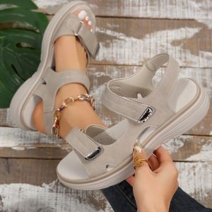 [Free Shipping] Trendy Summer New WomenS Sandals Sporty Style Wedge Heel Lightweight With Velcro Straps Beach Sandals