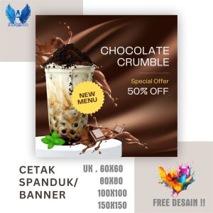 Cetak Spanduk Banner ES COKLAT Ukuran 100X100 cm Bisa Request