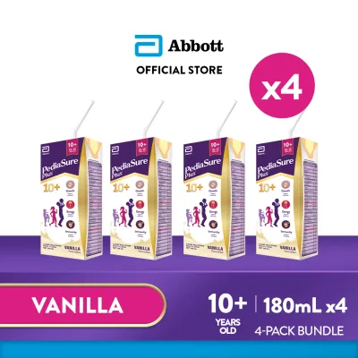 Pediasure Plus 10+ Vanilla 180ml Bundle of 4 for Adolescents 10-15 Years Old Ready to Drink Milk