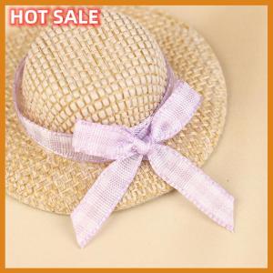 🔥🔥🔥dingdaocunz 2Pcs Miniature Straw Hat Mini Doll Straw Hats With Bow Hat Doll House Ornament Hand Weaved Dollhouse Accessories