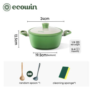 ecowin 24cm Ceramic Rock Non Stick Soup Pot 6.4L Casserole Pot Die-Cast Induction Pot Suitable for All Stoves (NO PFAS&PTFE&PFOA)