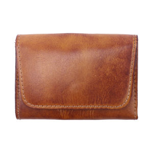 Vintage handmade vegetable-tanned top-grain leather card holder multifunctional accordion-style coin and card holder drivers license card storage pouch