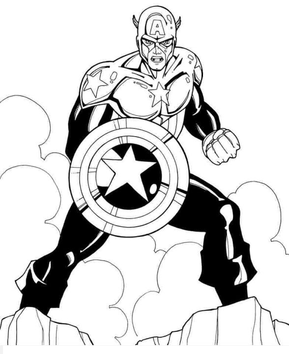 Những mẫu tranh tô màu Captain America – Đội trưởng Mỹ siêu ngầu cho bé