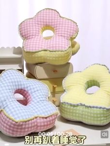 Ice Silk Embroidered Nap Pillow Cute Bubble Lattice Flowers Lunch Sleeping Pillow Cushion Student午睡枕