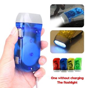 Emergency Hand-Crank Generator Flashlight Wind-Up Charging Ultra Bright LED EDC Torch