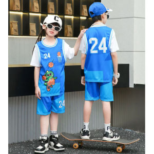 Boys quick-drying basketball summer short-sleeve digital print set suitable for older children summer sports training uniform basketball jersey for boys