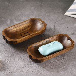 ที่ใส่สบู่ไม้สัก ถาดวางสบู่ไม้ธรรมชาติ จานรองสบู่ก้อน จานรองสบู่ ที่รองสบู่ ที่วางสบู่ กล่องไม้ อุปกรณ์ห้องน้ํา Soap Dish