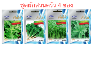 เจี๋ยไต๋ ชุดผักสวนครัว4ชนิด พืชผักสวนครัว ผักสวนครัว ชุดเจียไต๋ 4 ซอง มี ผักชีO001 กะเพราO025 โหระพาO023 ผักบุ่งเรียวไผ่O006