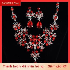 CS Wedding party Vòng cổ bông tai Set Flower Water Drop Vòng cổ Bridal Wedding trang sức phụ kiện