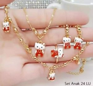Set Perhiasan Xuping Anak Gelang Kalung Anting Cincin