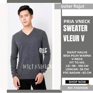 Sweater Rajut Pria Korea Style Vneck Switer Cardigan Vleurr - NIC