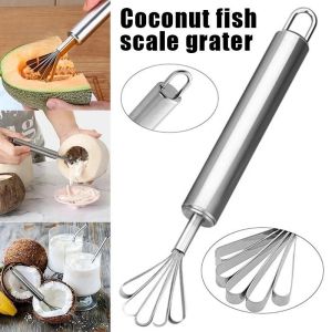 2Pcs Creative Stainless Steel Coconut Meat Scrapers Manual Fish Scales Removal Planers Kitchen Vegetable Fruit Shredded Tools