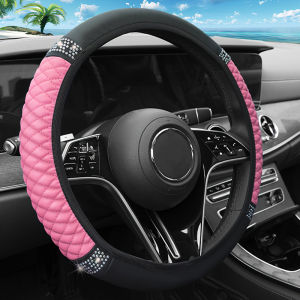 Cubic embroidery handlebar cover Diamond Pu Leather Elasticized Car Steering Wheel Cover
