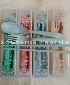 SOUVENIR PERNIKAHAN SENDOK  MURAH SET 3IN1 (SENDOK+GARPU+SUMPIT) KEMAS MIKA ISI 100 PCS