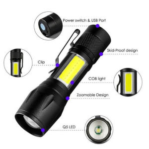 SENTER SUPER TERANG LED Portable Keychain Magnetic COB 500 Lumens Lampu Senter LED