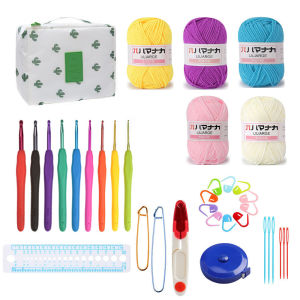 SG RumahHome® Crochet Kit Portable Hand DIY Knitting Tools for Beginners Sewing Tools Accessories W/Storage Bag Mother Gifts