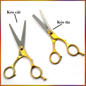 Bộ Kéo Cắt Tóc Kéo Tỉa Tóc Chuyên Nghiệp - Thép Nguyên Chất Chống Gỉ Titan Mạ Cán Vàng