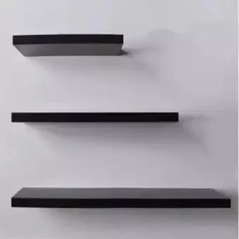 ( BLACK ) 3PCS Wall Shelves Wood Floating Space Saver Book Shelf Storage Rack