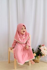 Aiska - Gamis Bayi Perempuan 0-6 Bulan / Gamis Bayi 6-12 Bulan / Baju Muslim Anak / Gamis Anak Bayi / Baju Gamis Anak Daily Nuha Polos