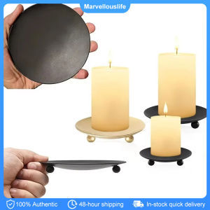 Round Iron Candle Holder Tray Wedding Party Festival Candlestick Stand Art Gift Cup Candle Accessories