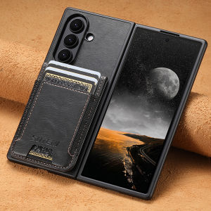 3 Colors For Samsung Galaxy Z Fold8 Ultra Oil Wax Pattern Phone Case Fold 8 Ultra Card Holder Pocket Protective Leather Bag