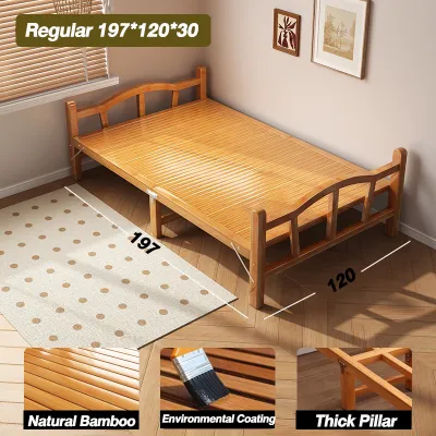Bamboo Folding Bed Queen/Single Bed 80/100/120/150CM Portable Foldable For Office Home