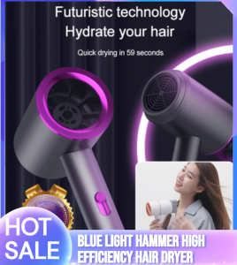 Blue Light Hammer Hair Dryer With Multiple Temperature Settings For Hair Salons High-power Hair Care And High-efficiency Hair Dryer 蓝光小锤高效吹风机 Blue Light Hammer Pengering Rambut Berkecekapan Tinggi